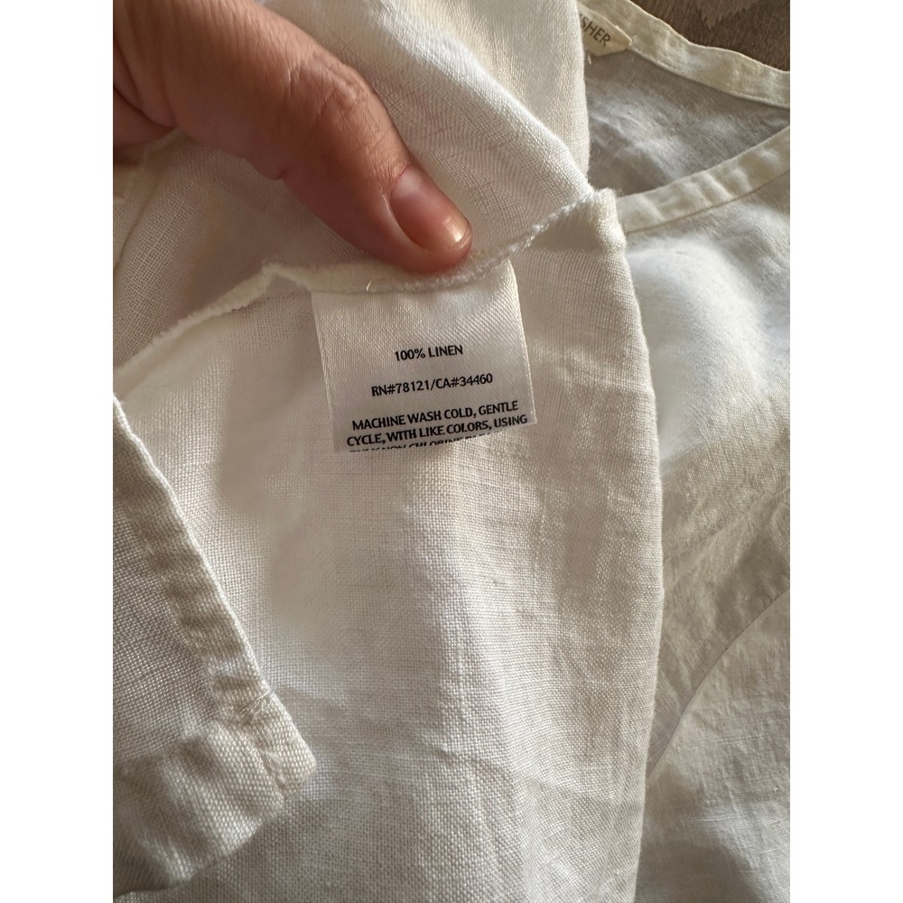 Eileen Fisher Womens XL White 100% Linen Short Sleeve Button Up Blouse Top - Picture 7 of 8